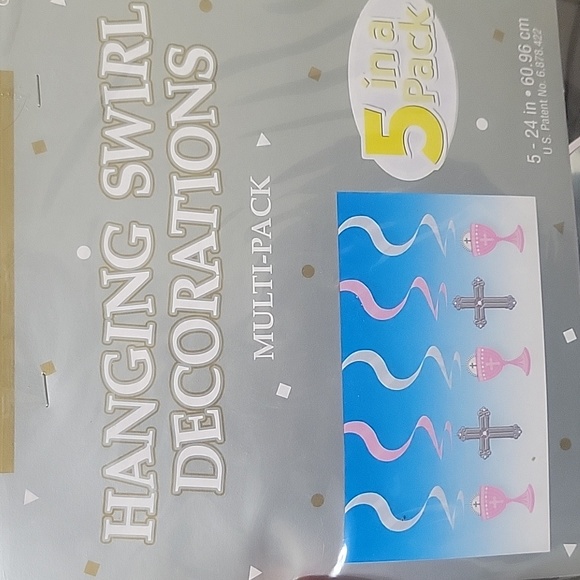 ✨️New Christening Baptism Religious Church Event 5 Pk Hanging Swirl Decorations - Picture 3 of 10